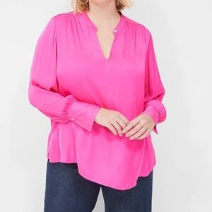 [18/20]Lane Bryant Hot Pink LS Satin Blouse